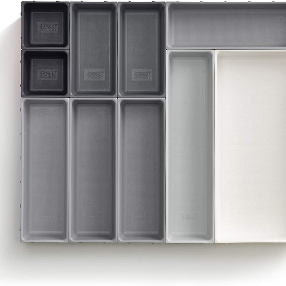 Lådinsatser, Set med 10 st, BLOX LARGE DRAWER ORGANISER, Joseph Joseph, Grå / Vit i gruppen Förvaring / Köksförvaring / Organisera köksskåp / Besticklådor hos SmartaSaker.se (41939)