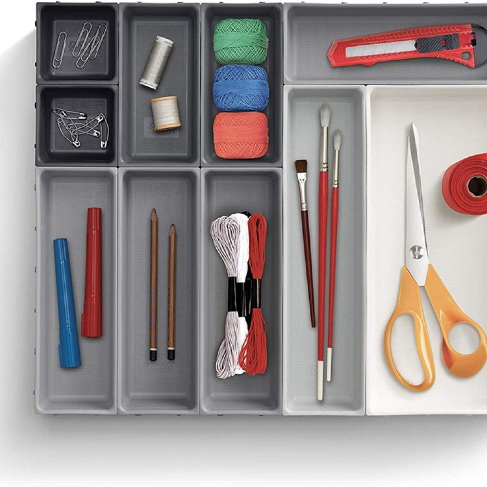 Lådinsatser, Set med 10 st, BLOX LARGE DRAWER ORGANISER, Joseph Joseph, Grå / Vit i gruppen Förvaring / Köksförvaring / Organisera köksskåp / Besticklådor hos SmartaSaker.se (41939)