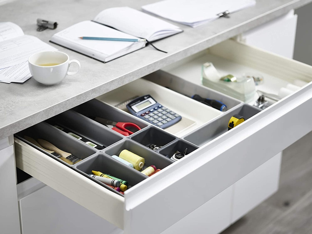Lådinsatser, Set med 10 st, BLOX LARGE DRAWER ORGANISER, Joseph Joseph, Grå / Vit i gruppen Förvaring / Köksförvaring / Organisera köksskåp / Besticklådor hos SmartaSaker.se (41939)