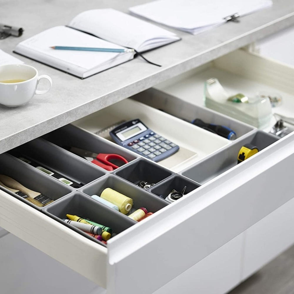 Lådinsatser, Set med 10 st, BLOX LARGE DRAWER ORGANISER, Joseph Joseph, Grå / Vit i gruppen Förvaring / Köksförvaring / Organisera köksskåp / Besticklådor hos SmartaSaker.se (41939)