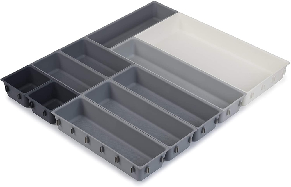 Lådinsatser, Set med 10 st, BLOX LARGE DRAWER ORGANISER, Joseph Joseph, Grå / Vit i gruppen Förvaring / Köksförvaring / Organisera köksskåp / Besticklådor hos SmartaSaker.se (41939)