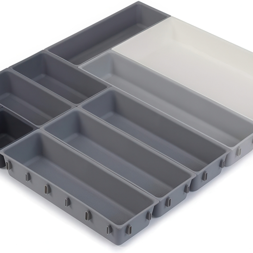 Lådinsatser, Set med 10 st, BLOX LARGE DRAWER ORGANISER, Joseph Joseph, Grå / Vit i gruppen Förvaring / Köksförvaring / Organisera köksskåp / Besticklådor hos SmartaSaker.se (41939)