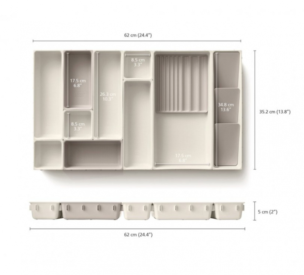Lådinsatser, Set med 12 st, VIVA LARGE DRAWER ORGANISER, Joseph Joseph, Benvit i gruppen Förvaring / Köksförvaring hos SmartaSaker.se (41940)