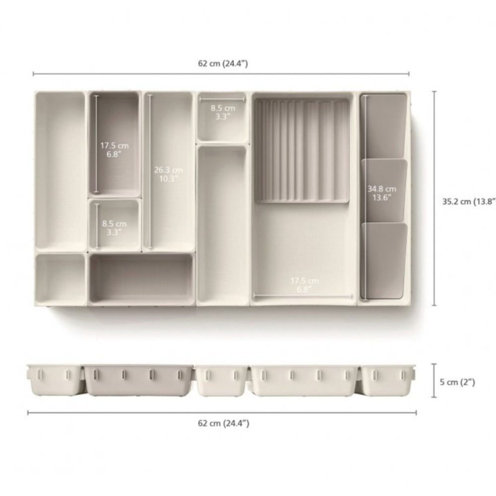 Lådinsatser, Set med 12 st, VIVA LARGE DRAWER ORGANISER, Joseph Joseph, Benvit i gruppen Förvaring / Köksförvaring / Organisera köksskåp / Besticklådor hos SmartaSaker.se (41940)