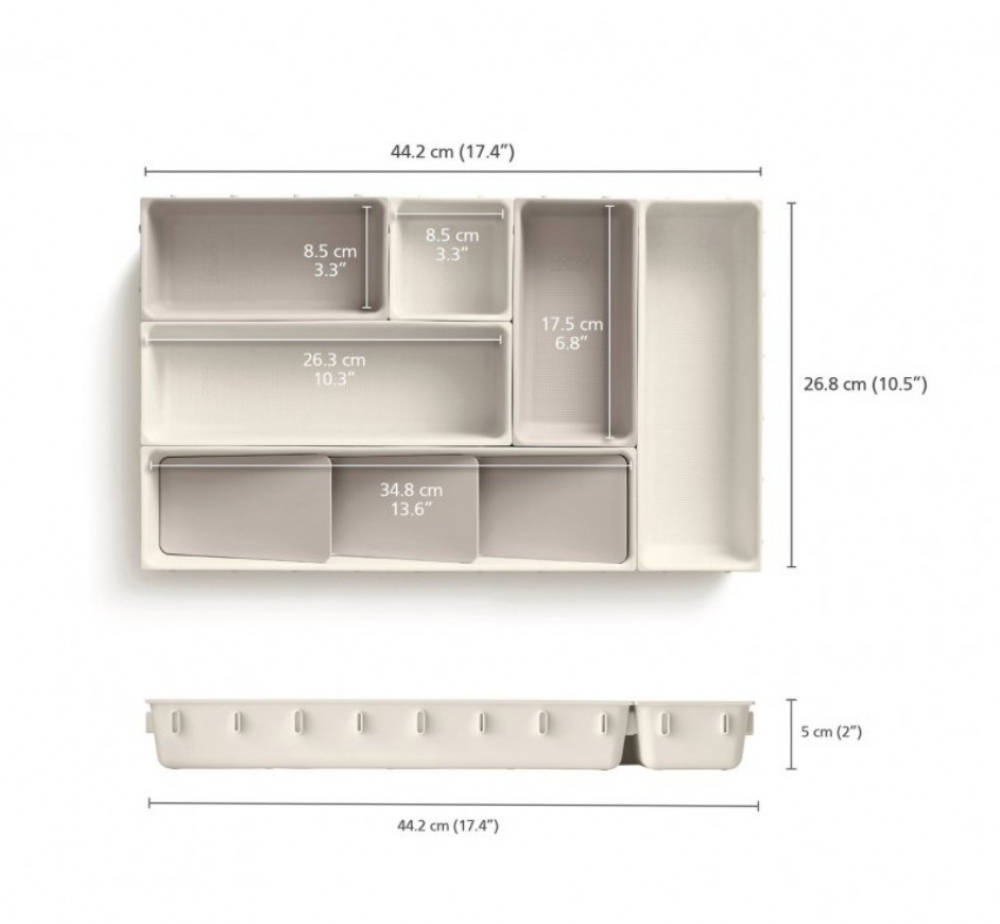 Lådinsatser, Set med 7 st, VIVA DRAWER ORGANISER, Joseph Joseph, Benvit i gruppen Förvaring / Köksförvaring / Organisera köksskåp / Besticklådor hos SmartaSaker.se (41941)