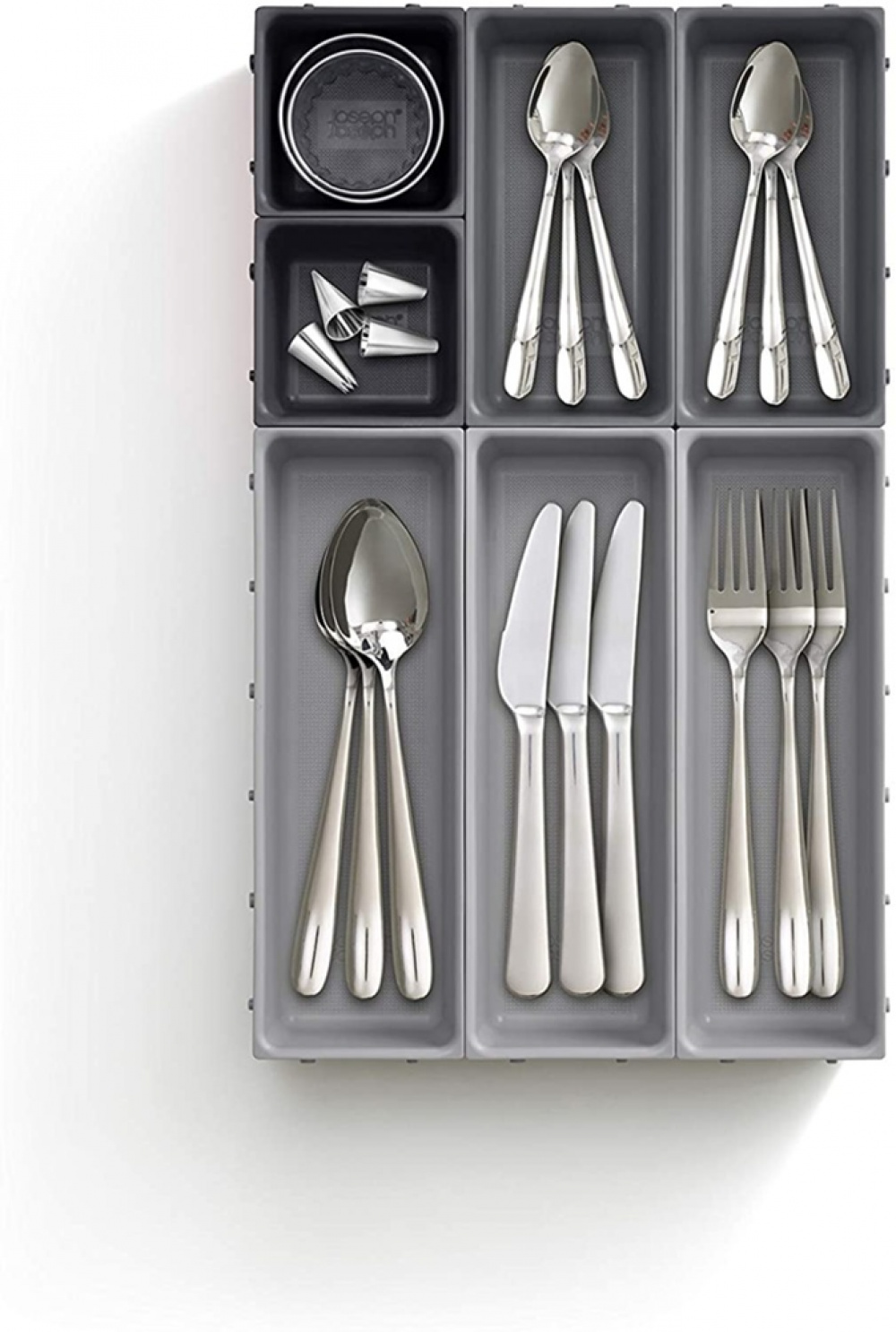 Lådinsatser, Set med 7st, BLOX SMALL DRAWER ORGANISER, Joseph Joseph, Grå i gruppen Förvaring / Köksförvaring / Organisera köksskåp / Besticklådor hos SmartaSaker.se (41942)