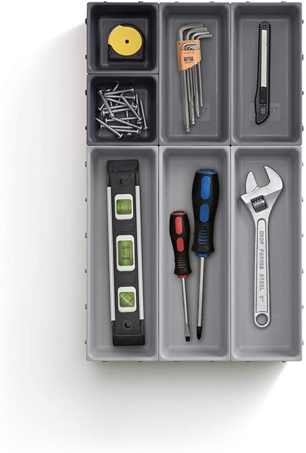 Lådinsatser, Set med 7st, BLOX SMALL DRAWER ORGANISER, Joseph Joseph, Grå i gruppen Förvaring / Köksförvaring / Organisera köksskåp / Besticklådor hos SmartaSaker.se (41942)