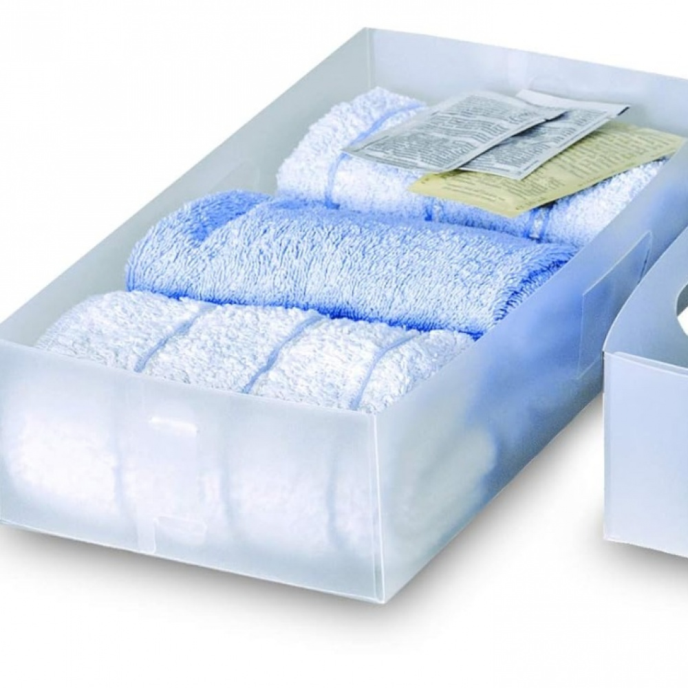 Lådor för sortering, 2 st, DIVISORI PER CASETTI, 15,5 x 30 x H 8 cm, Transparent vit i gruppen Förvaring / Garderobsförvaring / Sorteringslådor hos SmartaSaker.se (41944)
