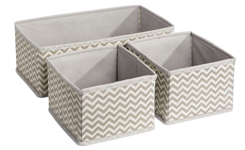 Lådor för sortering, 3 st, CHEVRON ACCESSORY ORGANISER, Grå / Beige i gruppen Förvaring / Garderobsförvaring / Sorteringslådor hos SmartaSaker.se (41946)