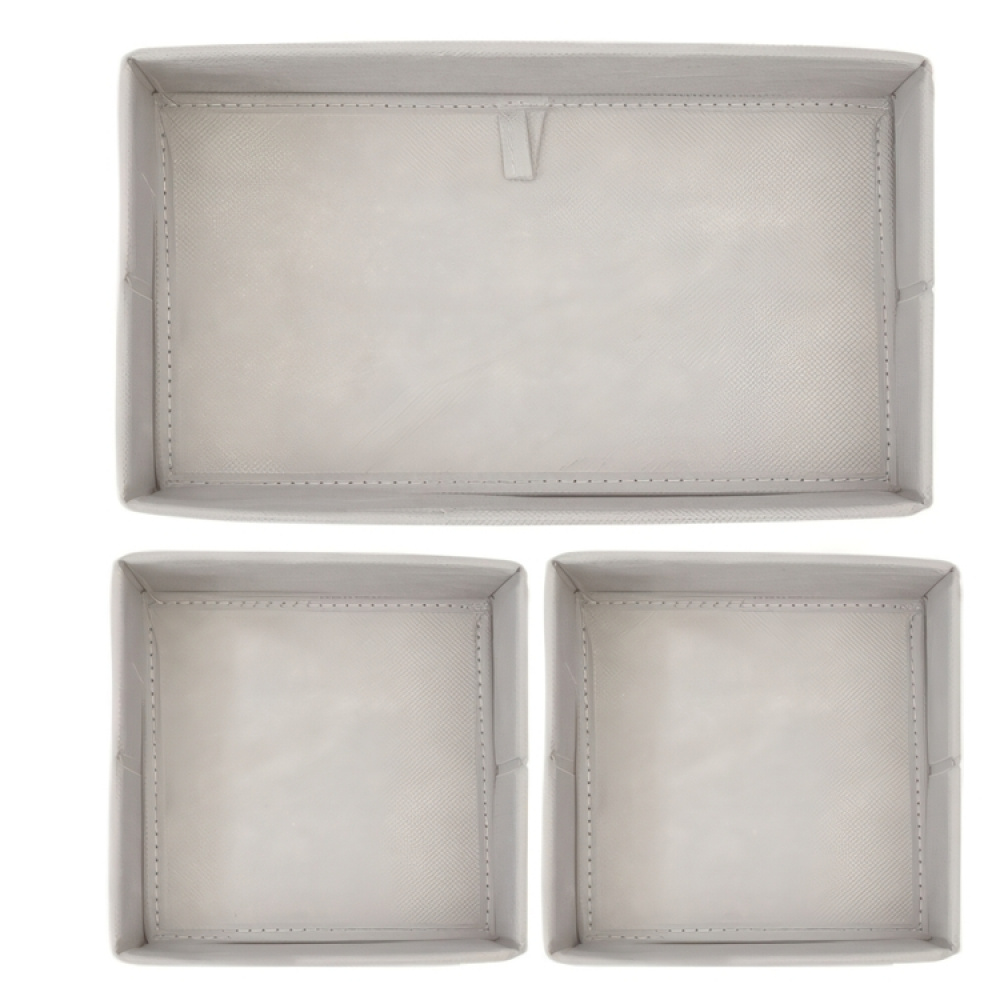 Lådor för sortering, 3 st, CHEVRON ACCESSORY ORGANISER, Grå / Beige i gruppen Förvaring / Garderobsförvaring / Sorteringslådor hos SmartaSaker.se (41946)