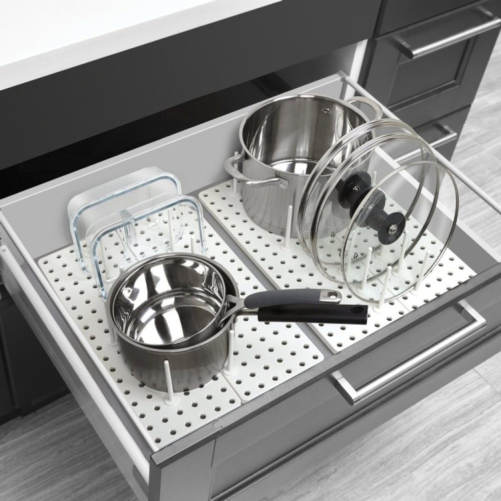 Lådorganiserare, 2 st, Justerbara, PEGGY, Umbra, Vit i gruppen Förvaring / Köksförvaring / Organisera köksskåp hos SmartaSaker.se (41950)