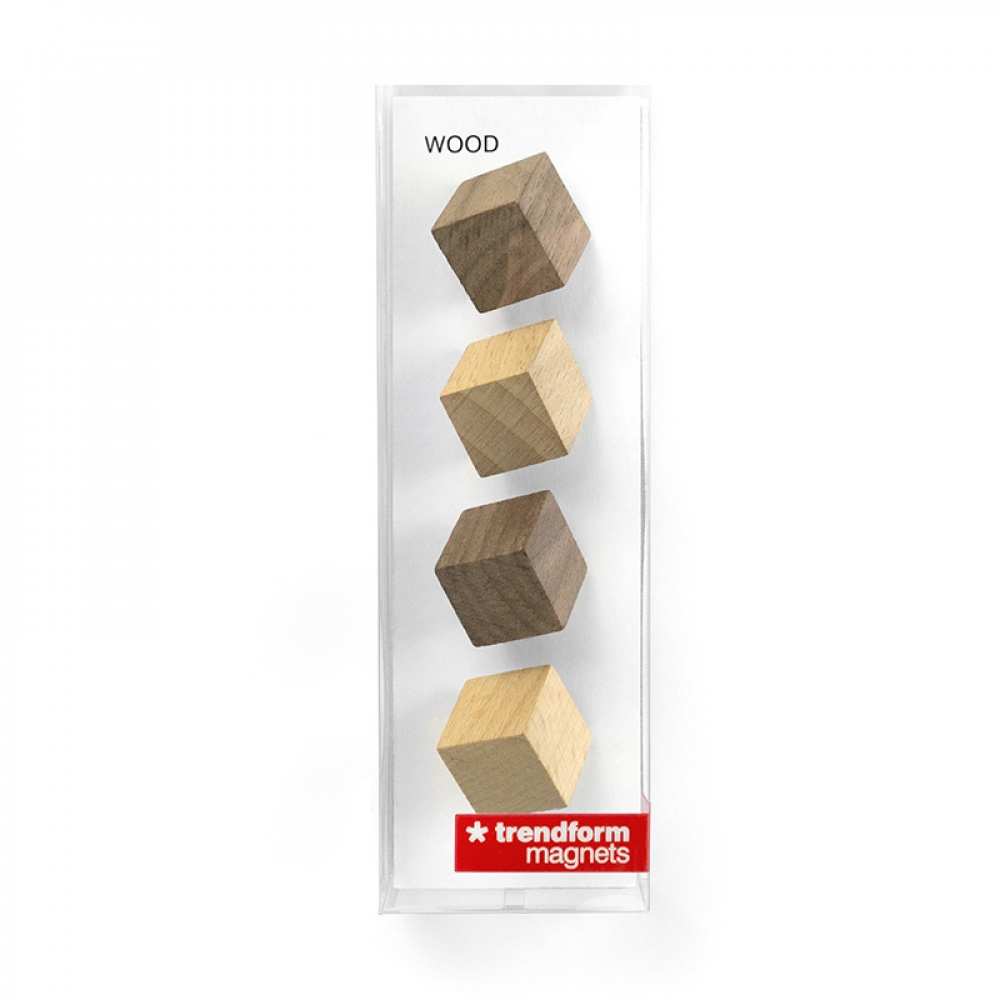 Magneter av trä, 4 st, WOOD CUBE 1,8 x 1,8 x 1,8 cm, Valnöt / Natur i gruppen Förvaring / Magneter och självhäftande hos SmartaSaker.se (41964)