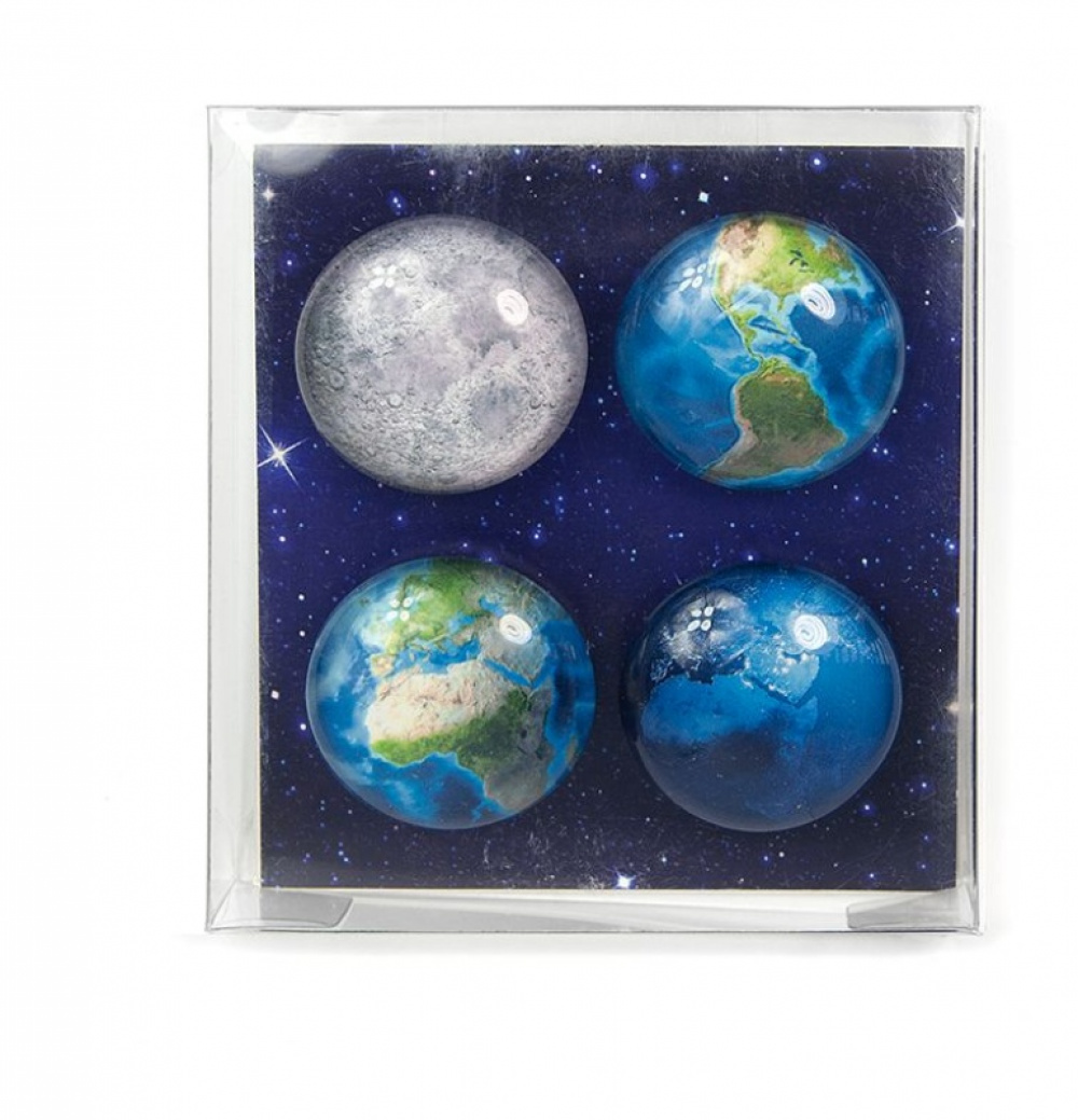 Magneter i glas, Kartbilder, 4 st, PLANET Ã˜ 3,5 cm, Blå i gruppen Förvaring / Magneter och självhäftande hos SmartaSaker.se (41983)