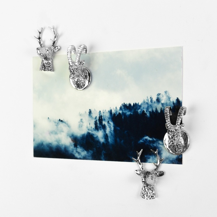 Magneter i metall, Hjort och Stenbock, 4 st, ALPINE, Silver i gruppen Förvaring / Magneter och självhäftande hos SmartaSaker.se (41987)