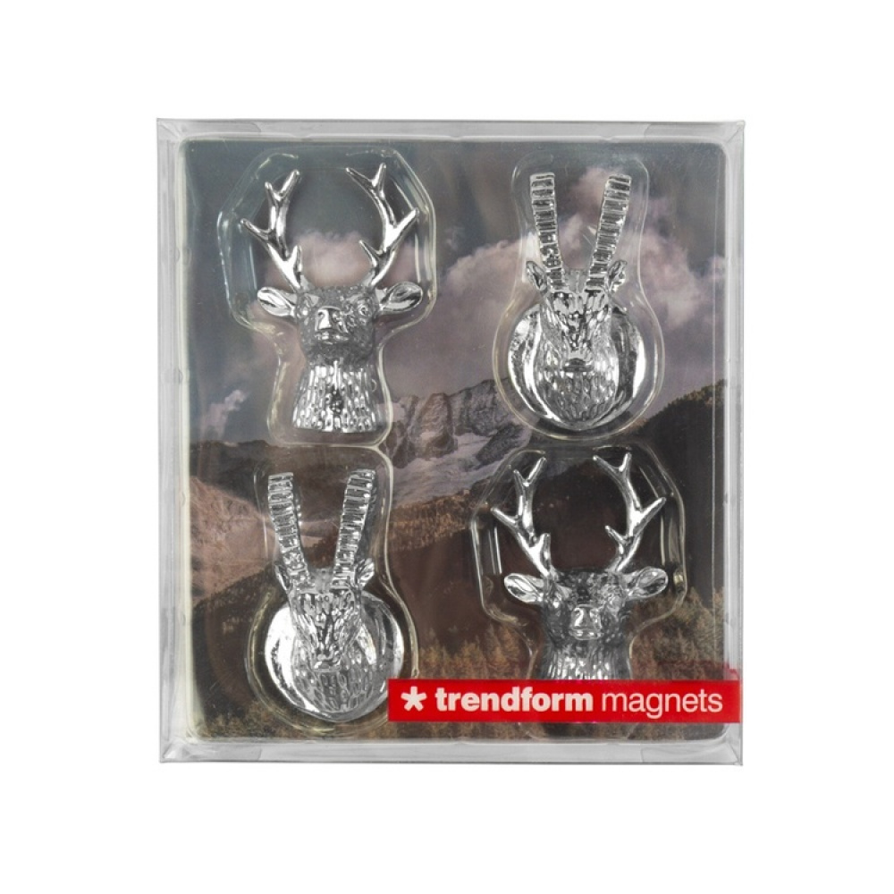 Magneter i metall, Hjort och Stenbock, 4 st, ALPINE, Silver i gruppen Förvaring / Magneter och självhäftande hos SmartaSaker.se (41987)