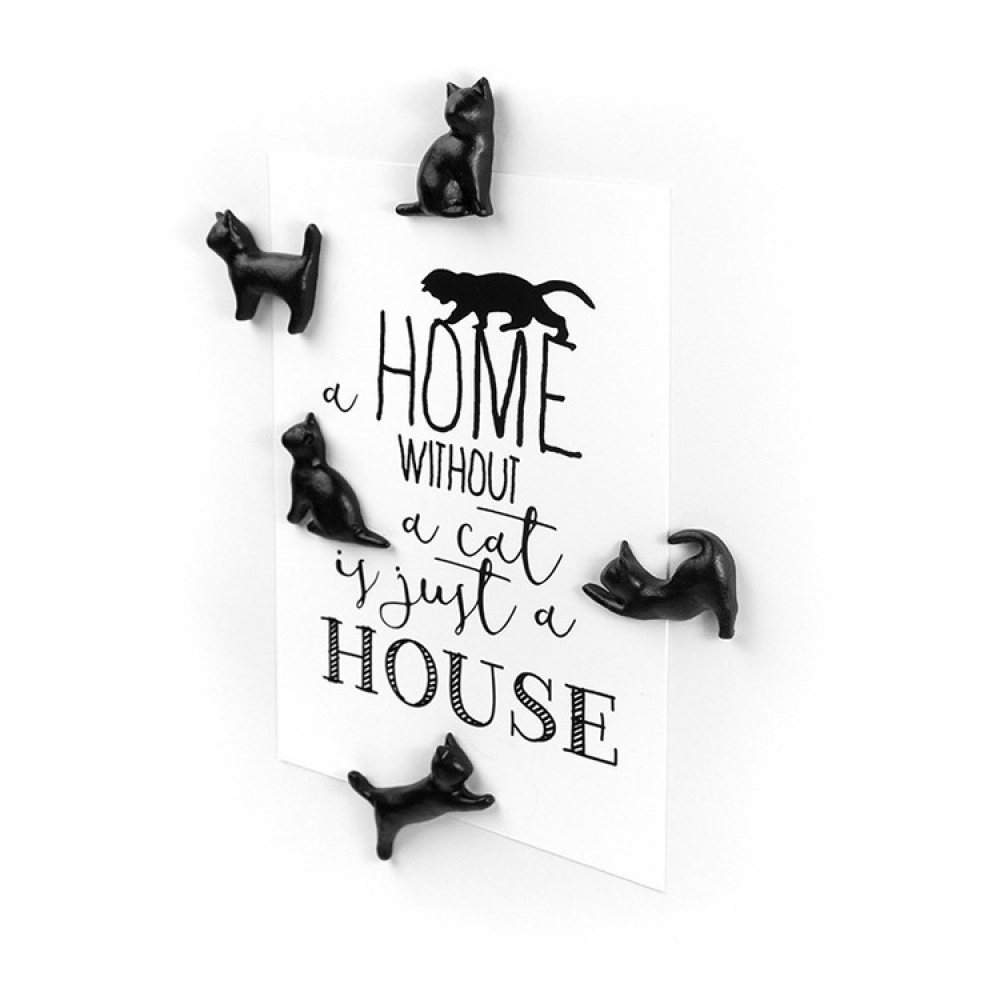 Magneter katter, 5 st, MEOW, Svarta i gruppen Förvaring / Magneter och självhäftande hos SmartaSaker.se (41990)