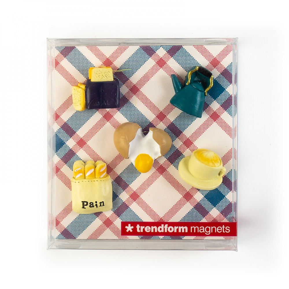 Magneter med frukosttema, 5 st, PETIT DÃJEUNER, Mixade färger i gruppen Förvaring / Magneter och självhäftande hos SmartaSaker.se (41995)