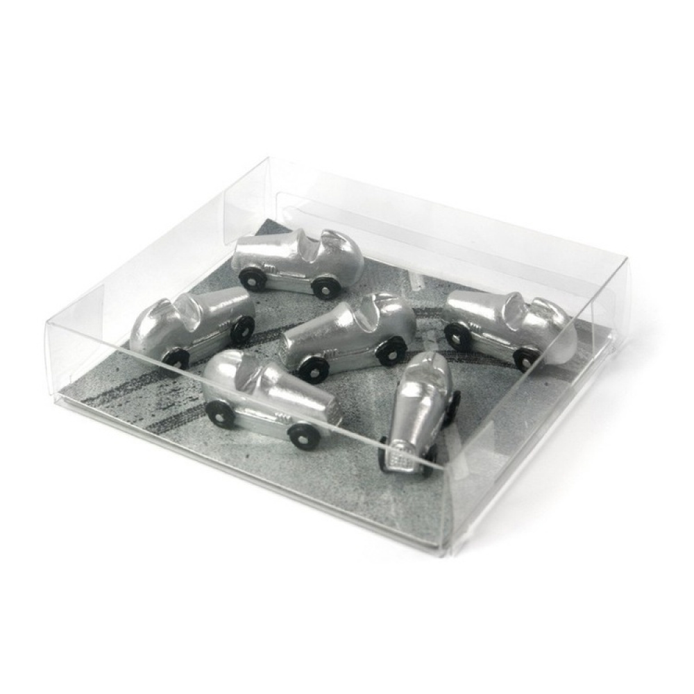 Magneter små bilar, 6 st, RACE CAR, Silver i gruppen Förvaring / Magneter och självhäftande hos SmartaSaker.se (42000)