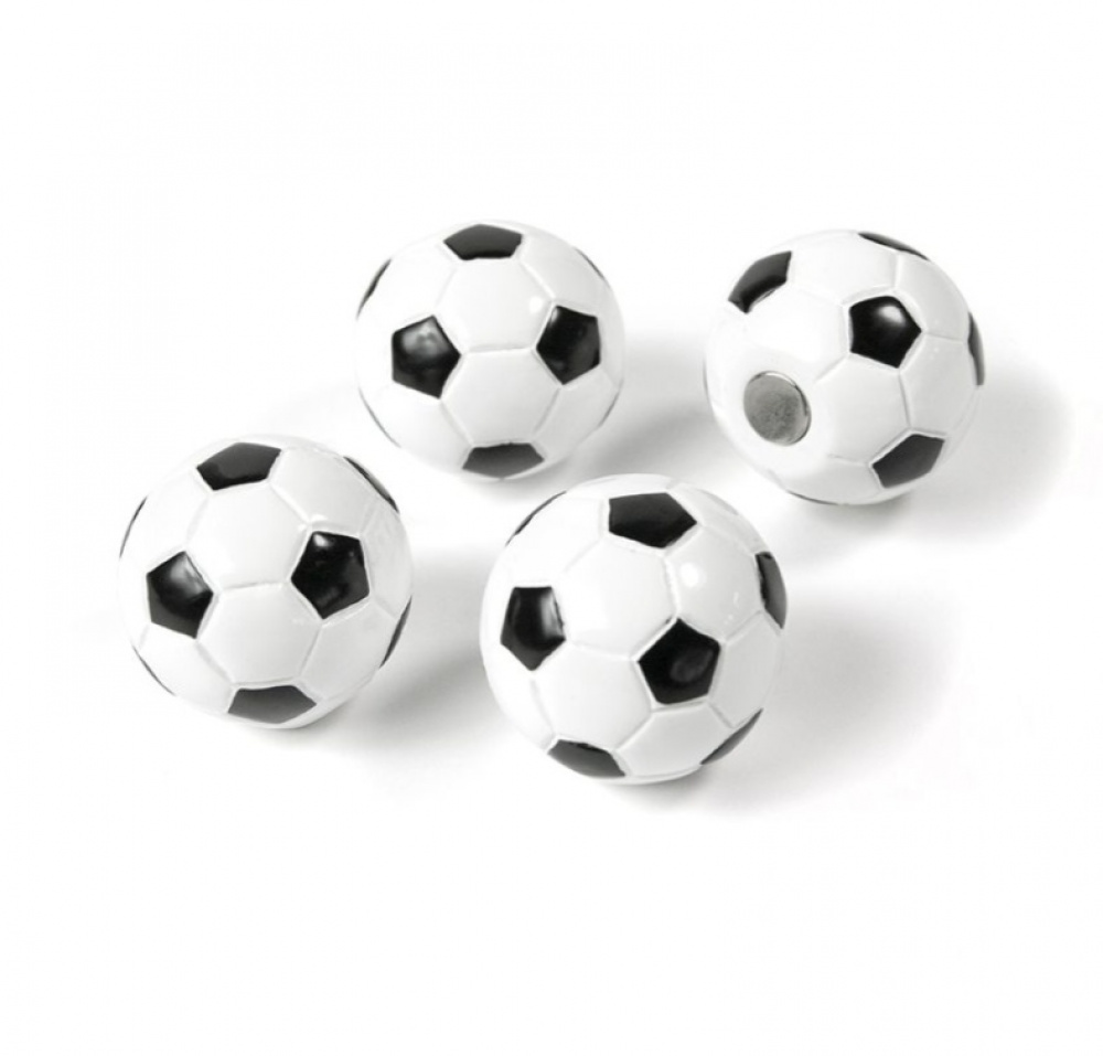 Magneter, Fotbollar, 4st, FOOTBALL, Ø 2,2 cm, Vit / svart i gruppen Förvaring / Magneter och självhäftande hos SmartaSaker.se (42012)