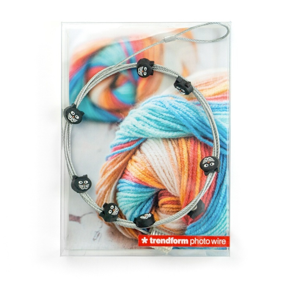 Magnetisk Korthållare med 8 katt-magneter, Lodrät, KITTY CAT WIRE, H 150 cm, Silver / Svart i gruppen Förvaring / Magneter och självhäftande hos SmartaSaker.se (42046)