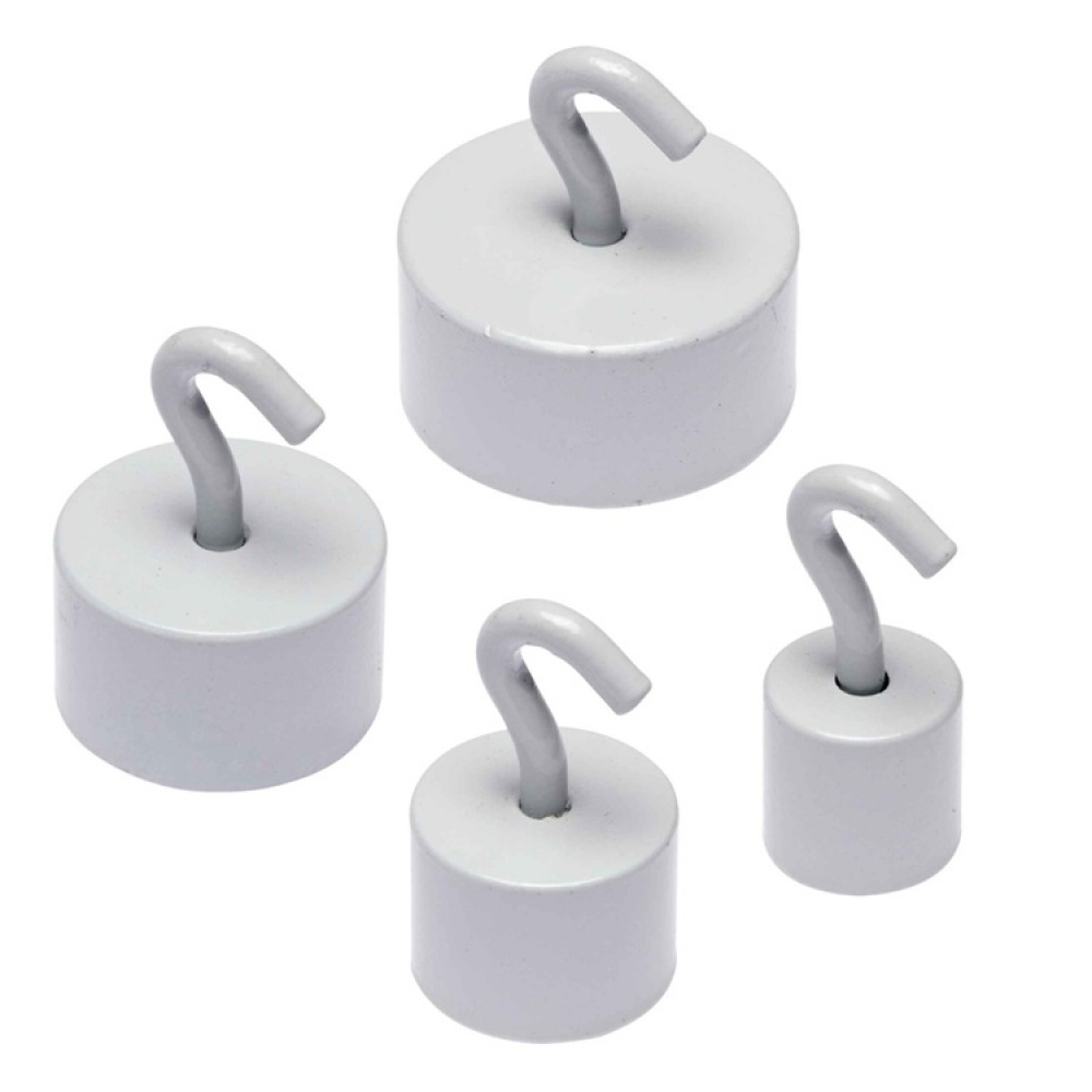 Magnetisk Krok, Super stark -16 kg, NEODYM LARGE, Ø 2,5 cm, Vit i gruppen Förvaring / Magneter och självhäftande / Magnetkrokar hos SmartaSaker.se (42062)