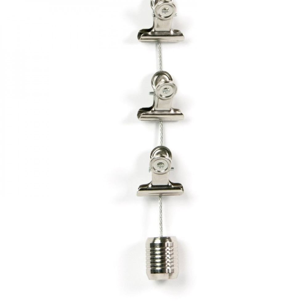 Magnetisk lina med 8 klämmor, Lodrät, CLIPS PHOTO WIRE, H 150 cm, Silver i gruppen Förvaring / Magneter och självhäftande / Magnetförvaring hos SmartaSaker.se (42064)