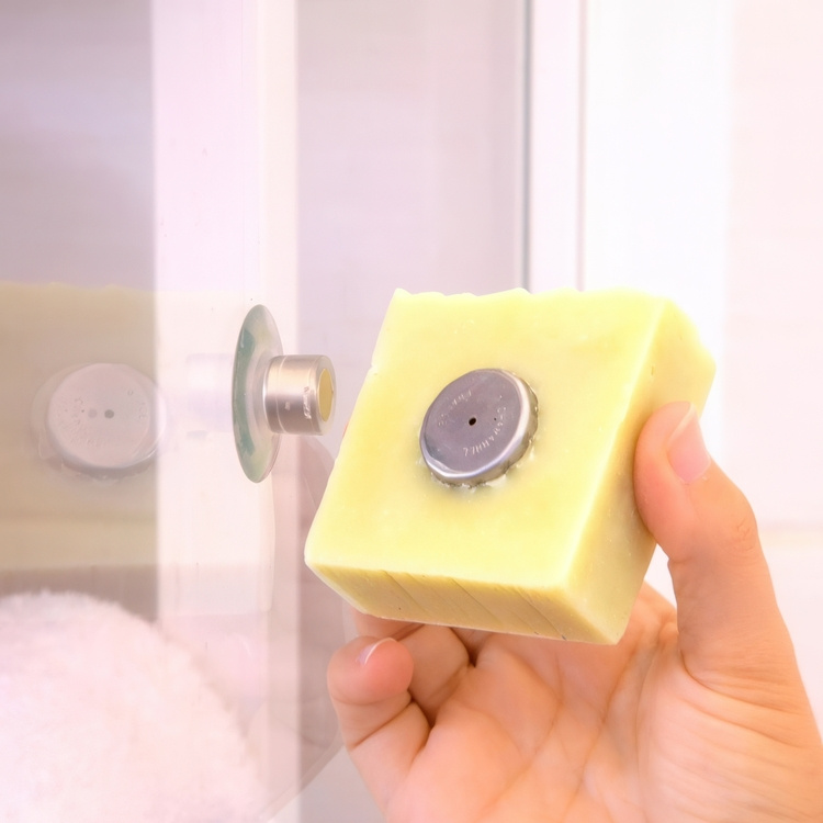 Magnetisk tvålhållare med sugpropp, MINIMALISTE PORTE SAVON, Ø 3,5 cm, Silver i gruppen Förvaring / Badrumsförvaring hos SmartaSaker.se (42065)