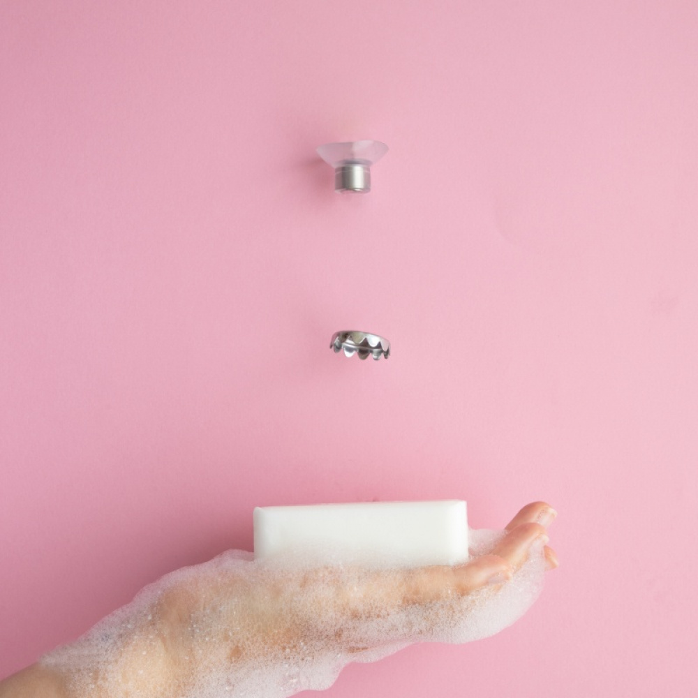 Magnetisk tvålhållare med sugpropp, MINIMALISTE PORTE SAVON, Ã˜ 3,5 cm, Silver i gruppen Förvaring / Badrumsförvaring hos SmartaSaker.se (42065)