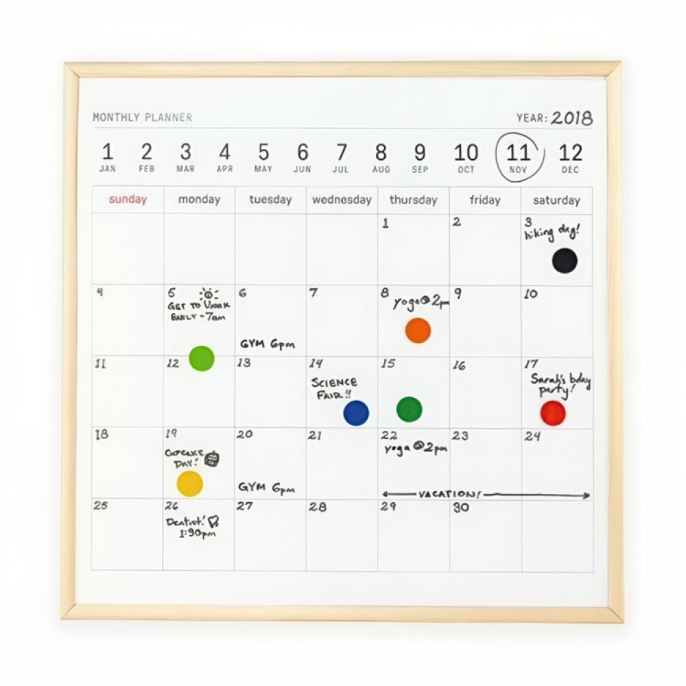 Magnetisk whiteboard tavla, MONTHLY PLANNER, 34 x H 34 cm, Vit i gruppen Förvaring / Kontorsmaterial hos SmartaSaker.se (42067)