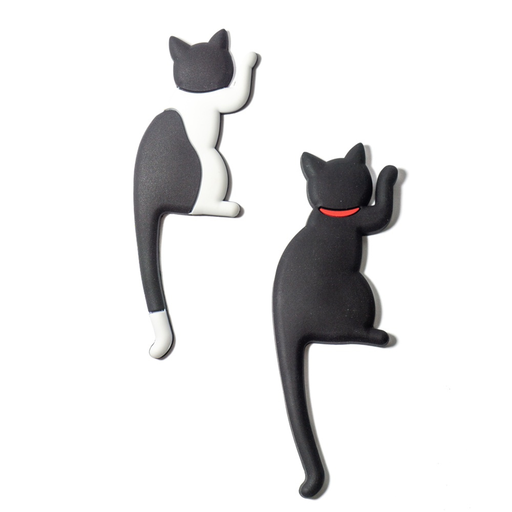 Magnetiska Krokar / Stora Magneter, 2 st, KITTY CAT, 4,5 x H 13,5 cm, Svart / Vit i gruppen Förvaring / Magneter och självhäftande / Magnetkrokar hos SmartaSaker.se (42069)