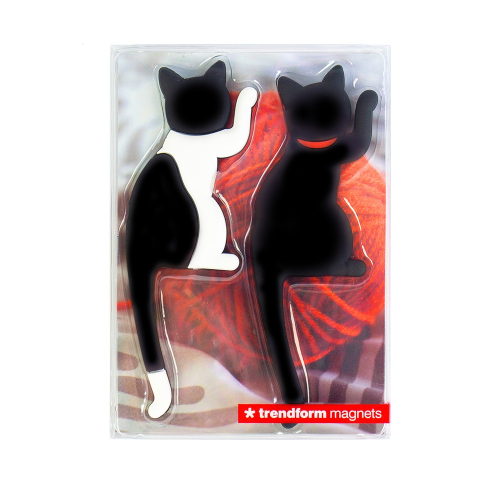 Magnetiska Krokar / Stora Magneter, 2 st, KITTY CAT, 4,5 x H 13,5 cm, Svart / Vit i gruppen Förvaring / Magneter och självhäftande / Magnetkrokar hos SmartaSaker.se (42069)