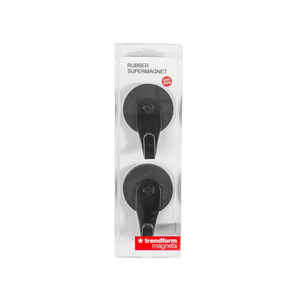 Magnetiska Krokar, Stora, Superstarka, 2 st, RUBBER SUPERMAGNET, Ã˜ 4,3 cm, Svarta i gruppen Förvaring / Magneter och självhäftande / Magnetkrokar hos SmartaSaker.se (42072)
