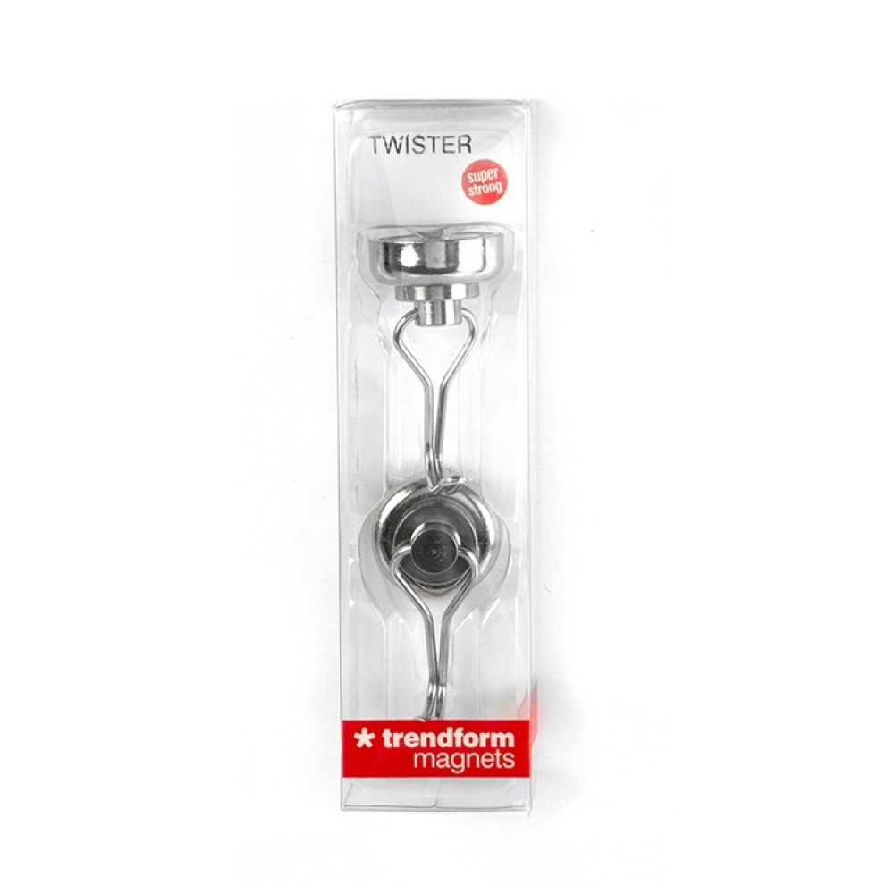 Magnetiska Krokar, Superstarka, 2 st, TWISTER, Ø 2,5 cm x 4,2 cm, Silver i gruppen Förvaring / Magneter och självhäftande / Magnetkrokar hos SmartaSaker.se (42074)