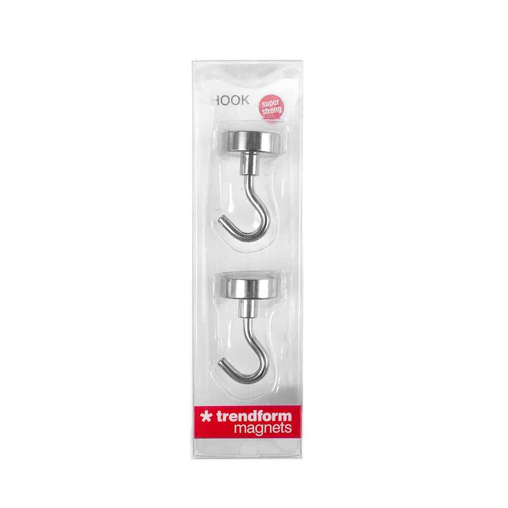 Magnetiska Krokar, Superstarka, 2 st, HOOK, Ø 2 x H 3,3 cm, Silver i gruppen Förvaring / Magneter och självhäftande / Magnetkrokar hos SmartaSaker.se (42075)
