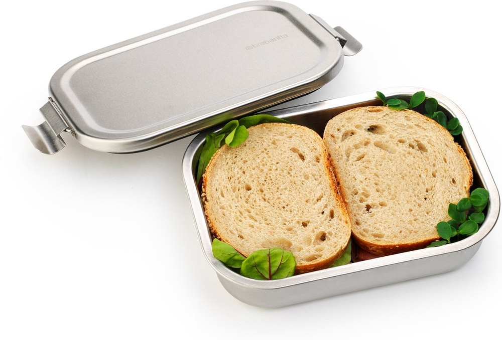 Matlåda i metall, 1,1 L, BRABANTIA MAKE & TAKE MEDIUM LUNCH BOX, 14,4 x 20,6 x H 5,8 cm, Silver i gruppen Förvaring / Köksförvaring / Matlådor / Metall hos SmartaSaker.se (42109)