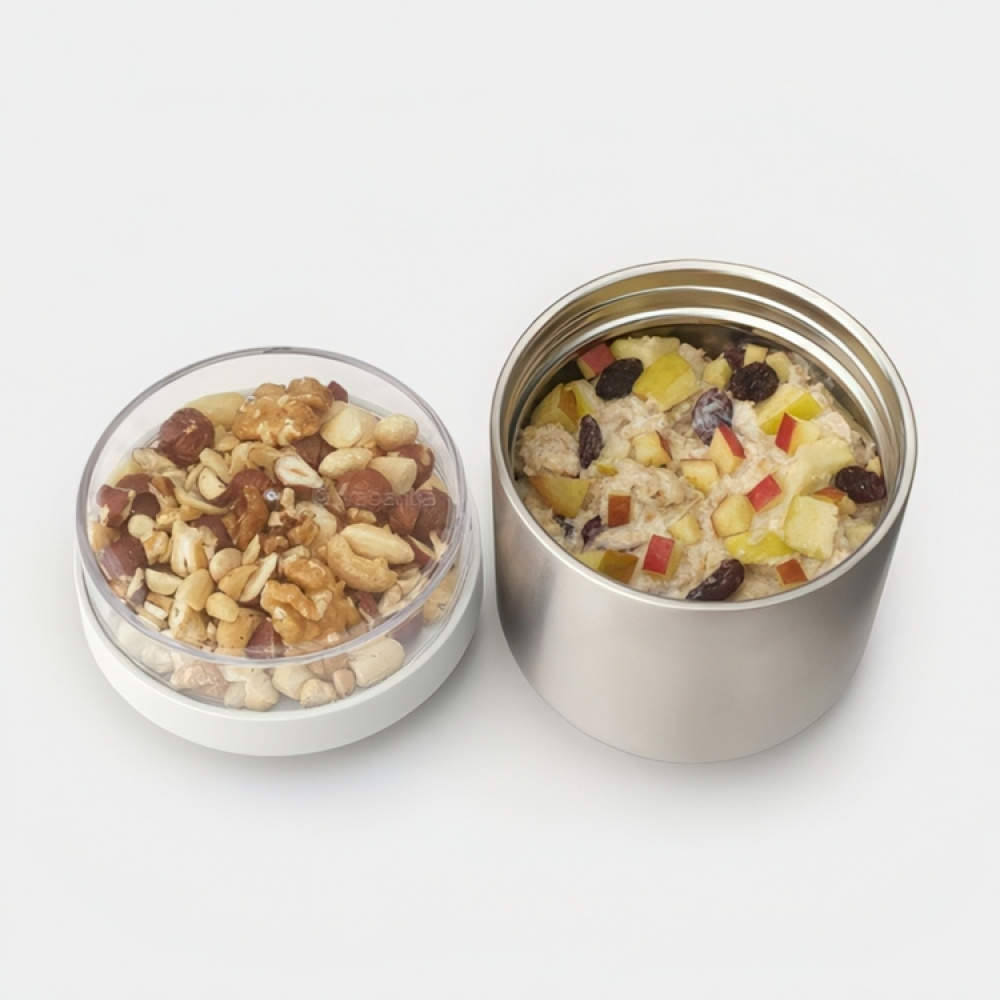 Matlåda i stål, 0,5 L, BRABANTIA MAKE & TAKE TERMOS, Ø11 x H 13,5 cm, Silver / Ljusgrå i gruppen Förvaring / Köksförvaring / Matlådor / Matlådor i metall hos SmartaSaker.se (42117)