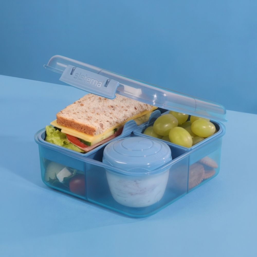Matlåda med fack och burk, 1,25 Liter, SISTEMA OCEAN BOUND BENTO CUBE i gruppen Förvaring / Köksförvaring / Matlådor / Sistema matlådor hos SmartaSaker.se (42119)