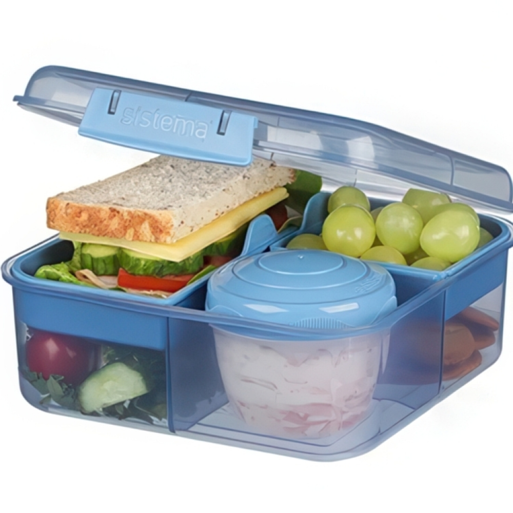 Matlåda med fack och burk, 1,25 Liter, SISTEMA OCEAN BOUND BENTO CUBE i gruppen Förvaring / Köksförvaring / Matlådor / Sistema matlådor hos SmartaSaker.se (42119)