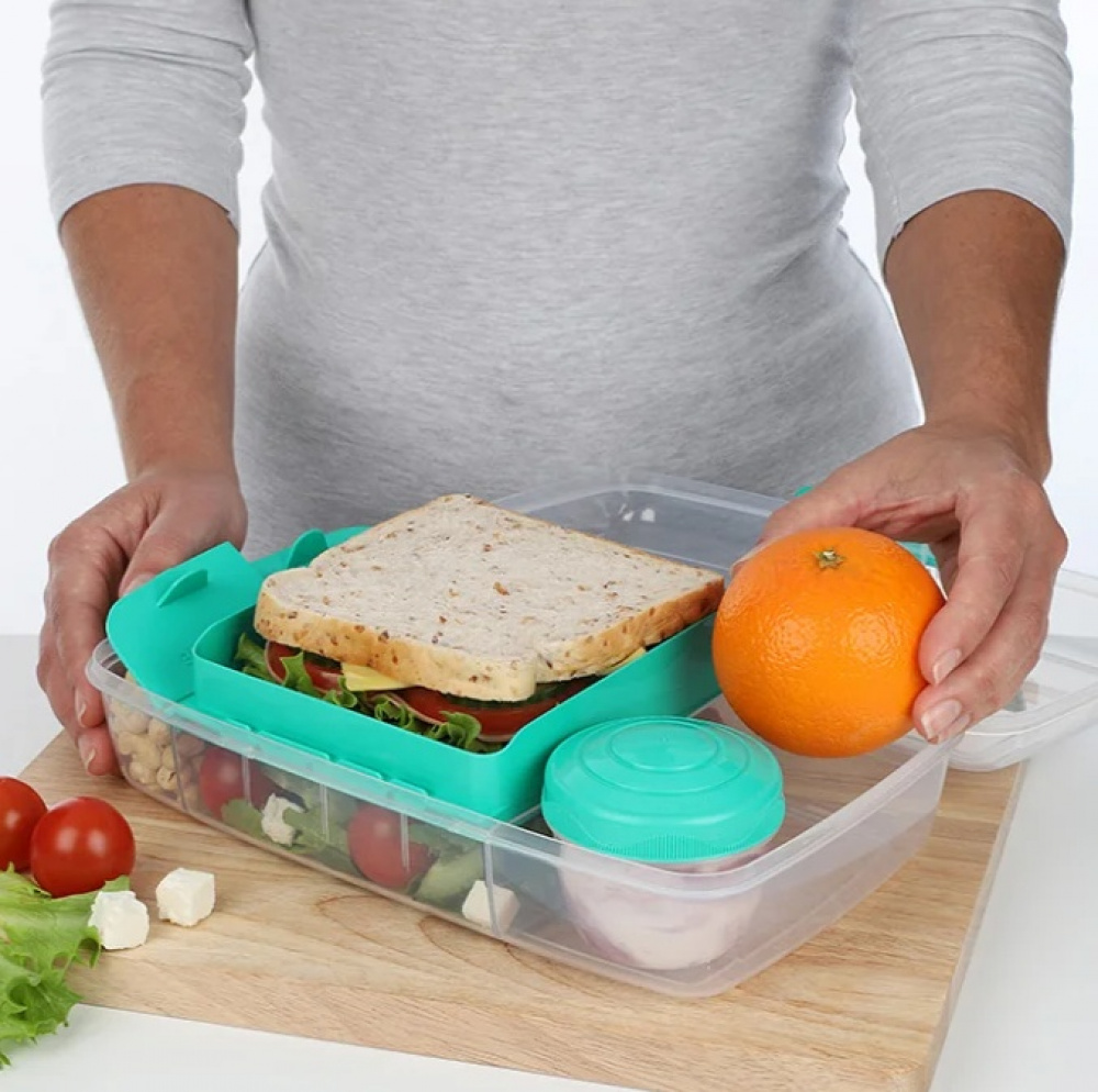 Matlåda med fack och burk, 1,76 Liter, SISTEMA BENTO BOX TO GO, Mintgrön i gruppen Förvaring / Köksförvaring / Matlådor / Lunchlådor och Bento hos SmartaSaker.se (42120)