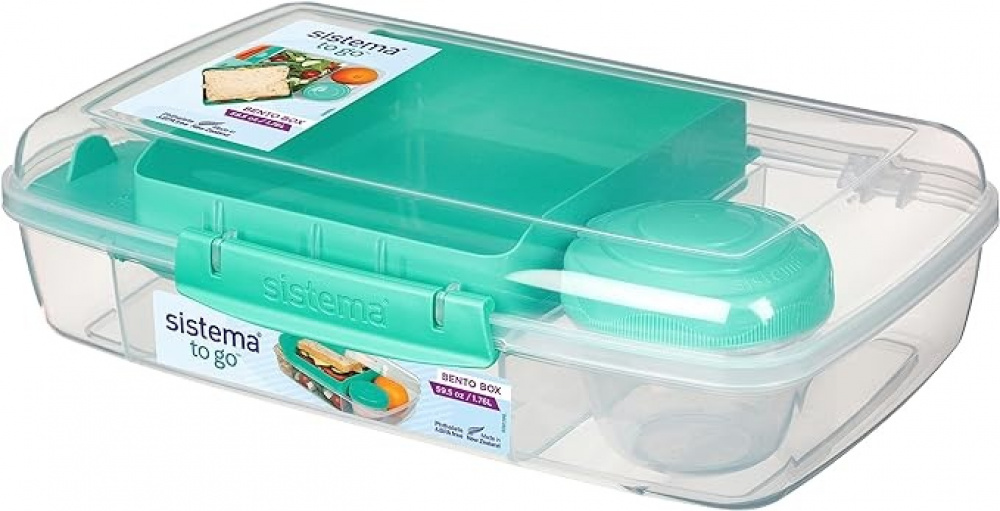 Matlåda med fack och burk, 1,76 Liter, SISTEMA BENTO BOX TO GO, Mintgrön i gruppen Förvaring / Köksförvaring / Matlådor / Lunchlådor och Bento hos SmartaSaker.se (42120)