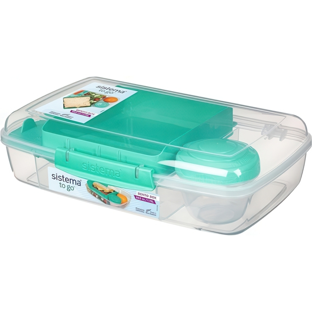 Matlåda med fack och burk, 1,76 Liter, SISTEMA BENTO BOX TO GO, Mintgrön i gruppen Förvaring / Köksförvaring / Matlådor / Lunchlådor och Bento hos SmartaSaker.se (42120)