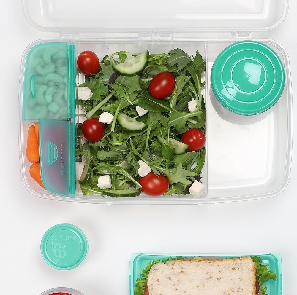 Matlåda med fack och burk, 1,76 Liter, SISTEMA BENTO BOX TO GO, Mintgrön i gruppen Förvaring / Köksförvaring / Matlådor / Lunchlådor och Bento hos SmartaSaker.se (42120)