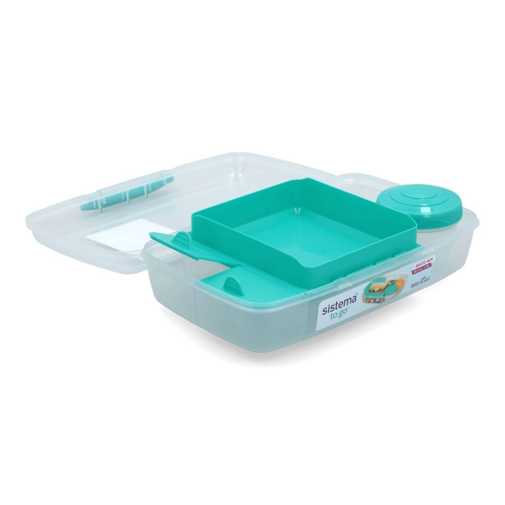 Matlåda med fack och burk, 1,76 Liter, SISTEMA BENTO BOX TO GO, Mintgrön i gruppen Förvaring / Köksförvaring / Matlådor / Lunchlådor och Bento hos SmartaSaker.se (42120)