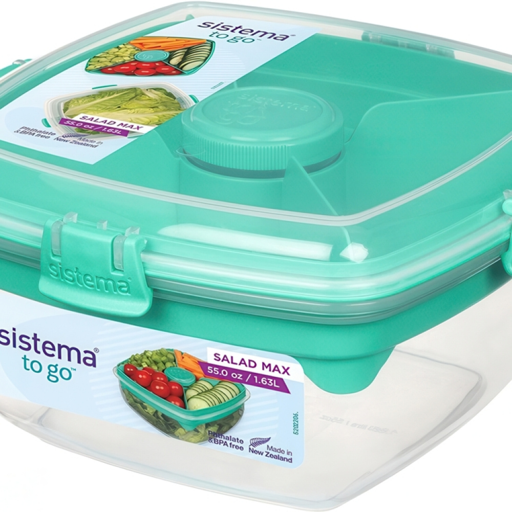 Matlåda med fack, 1,63 L, SALAD MAX TO GO, 19 x 19 x H 10 cm i gruppen Förvaring / Köksförvaring / Matlådor / SmartStore matlådor hos SmartaSaker.se (42126)
