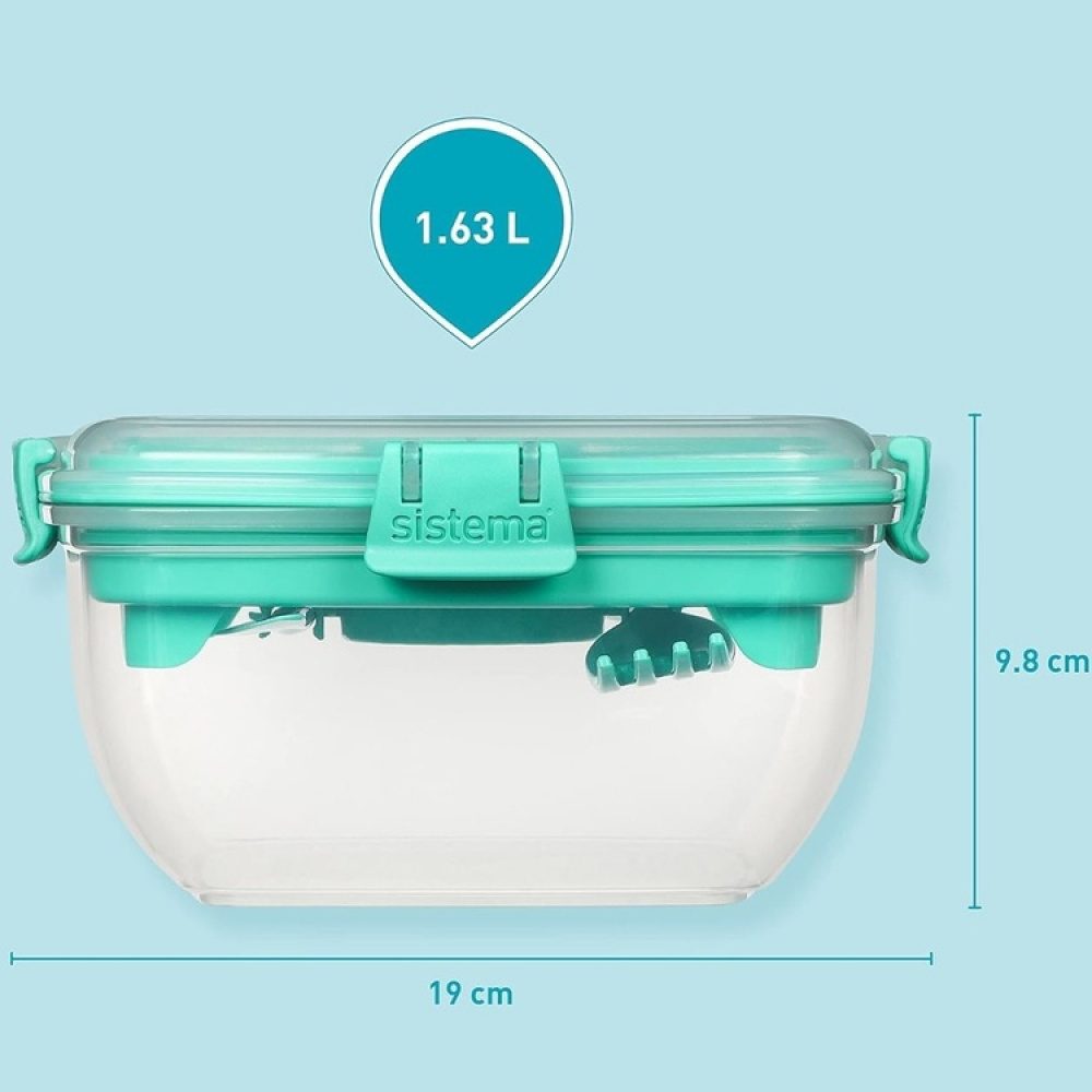 Matlåda med fack, 1,63 L, SALAD MAX TO GO, 19 x 19 x H 10 cm i gruppen Förvaring / Köksförvaring / Matlådor / SmartStore matlådor hos SmartaSaker.se (42126)