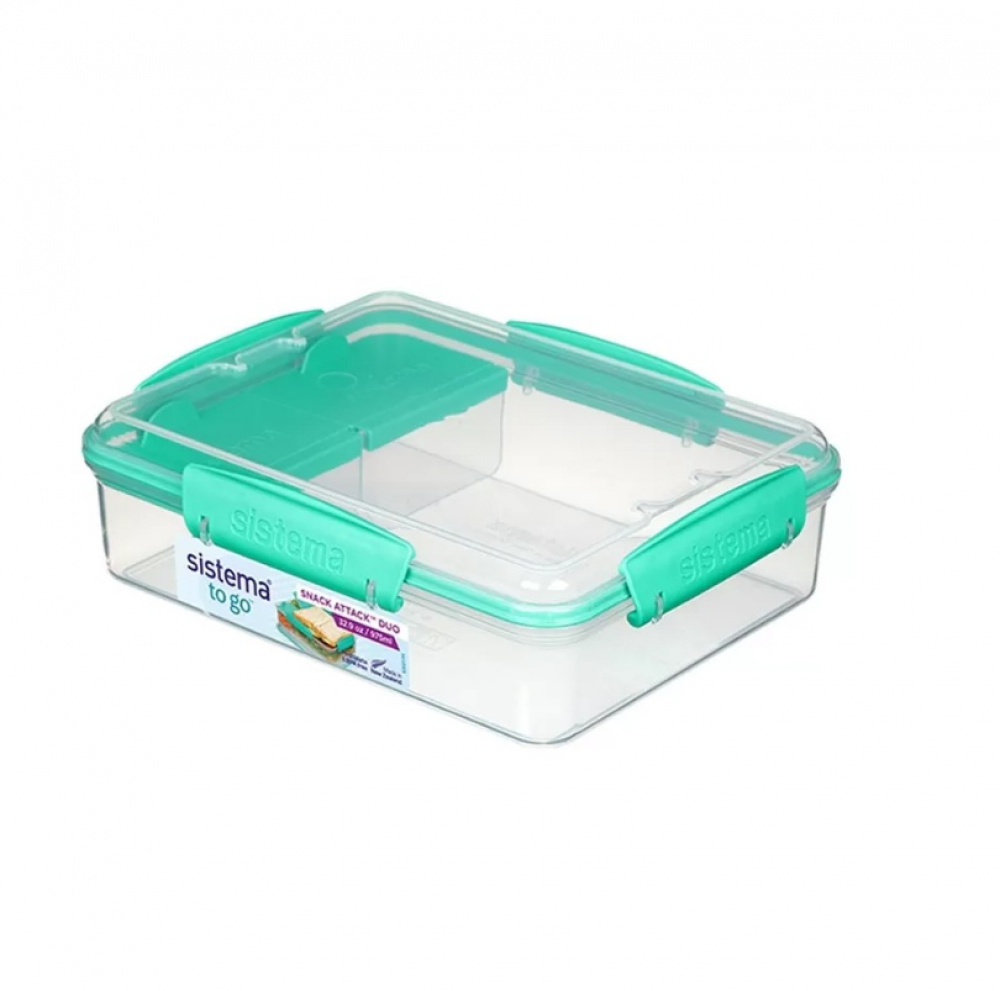 Matlåda med fack, 975 ml, SNACK ATTACK DUO, 20 x 16 x H 6 cm, Mint i gruppen Förvaring / Köksförvaring / Matlådor / SmartStore matlådor hos SmartaSaker.se (42128)