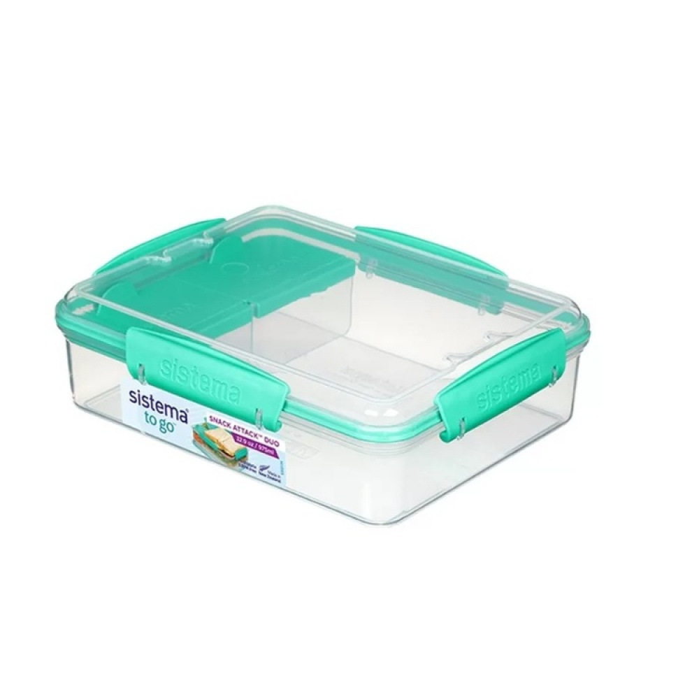Matlåda med fack, 975 ml, SNACK ATTACK DUO, 20 x 16 x H 6 cm, Mint i gruppen Förvaring / Köksförvaring / Matlådor / SmartStore matlådor hos SmartaSaker.se (42128)