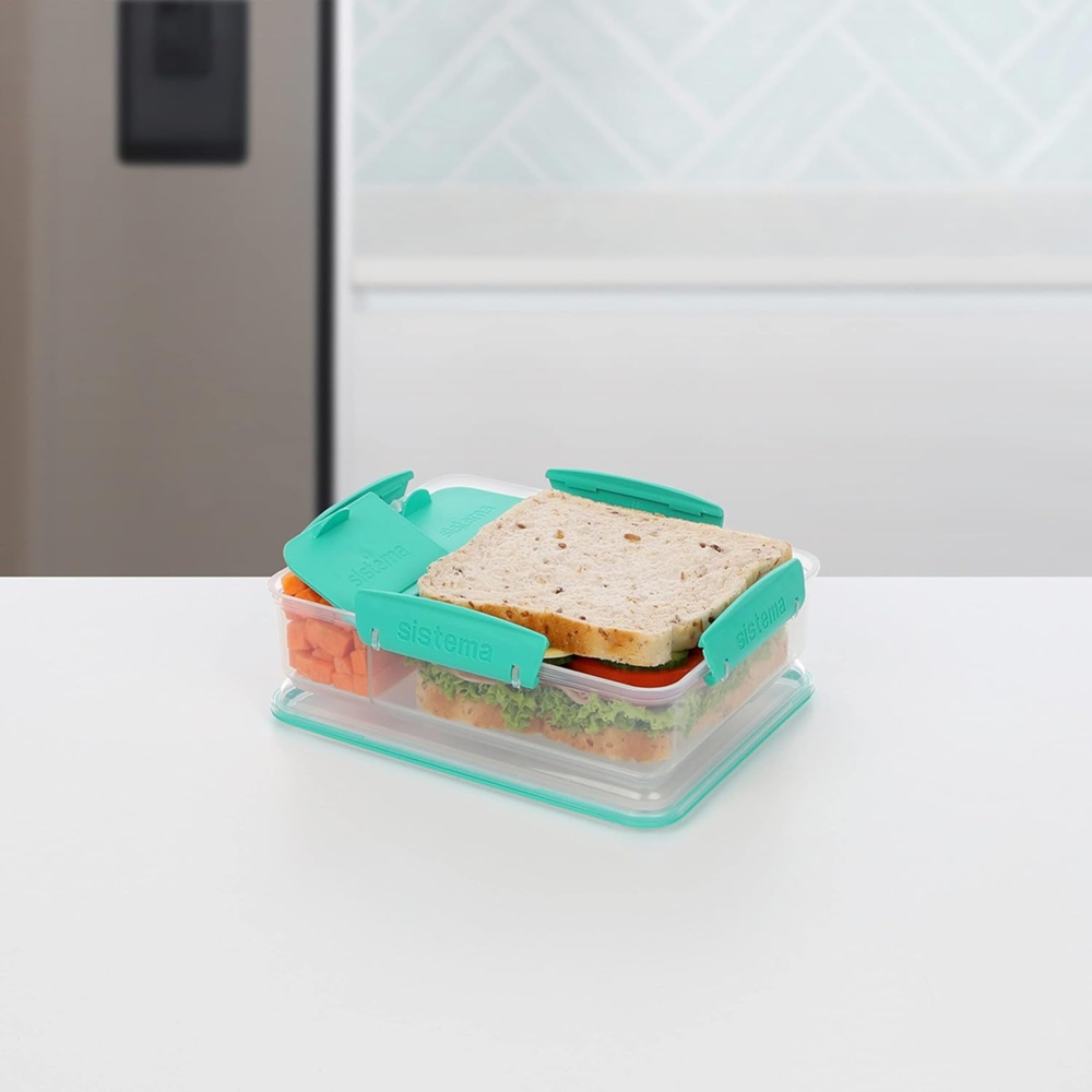 Matlåda med fack, 975 ml, SNACK ATTACK DUO, 20 x 16 x H 6 cm, Mint i gruppen Förvaring / Köksförvaring / Matlådor / SmartStore matlådor hos SmartaSaker.se (42128)