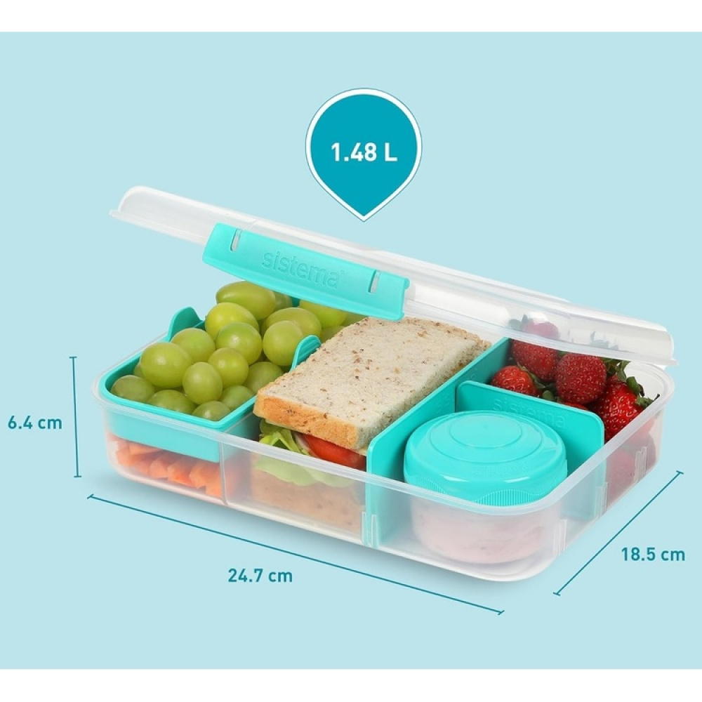 Matlåda med flexibla fack och burk, 1,48 Liter, SISTEMA BENTO CREATE i gruppen Förvaring / Köksförvaring / Matlådor / Lunchlådor och Bento hos SmartaSaker.se (42129)