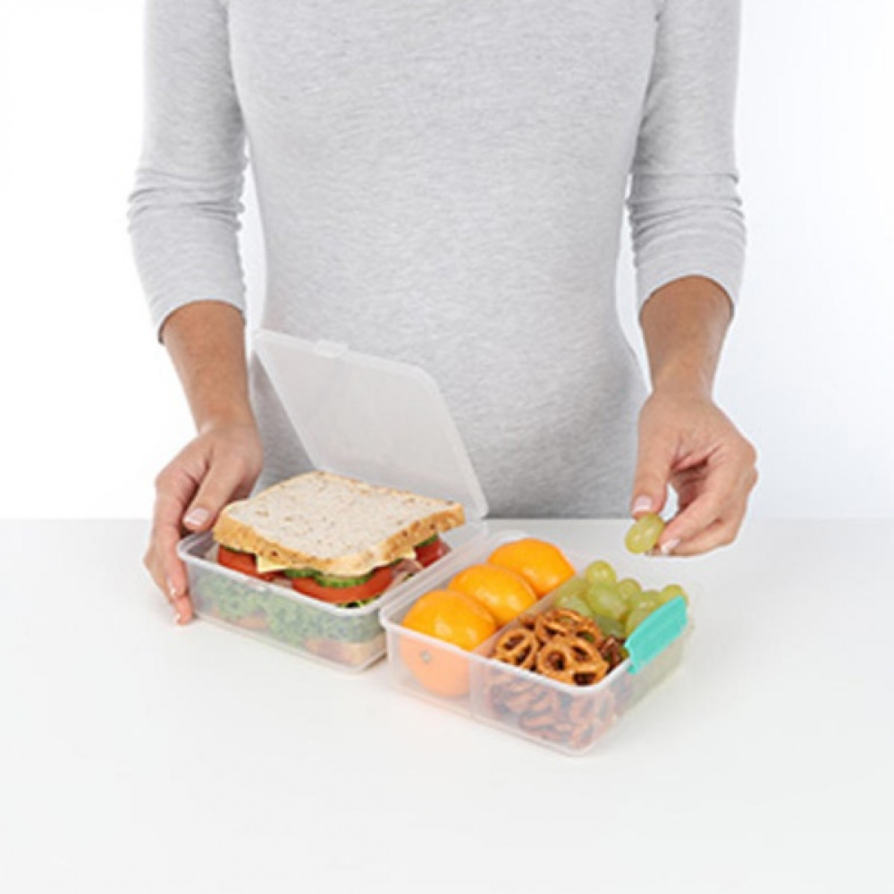 Matlåda uppdelad i fack, 1,4 L, LUNCH CUBE TO GO, Transparent / Mint i gruppen Förvaring / Köksförvaring / Matlådor / SmartStore matlådor hos SmartaSaker.se (42130)